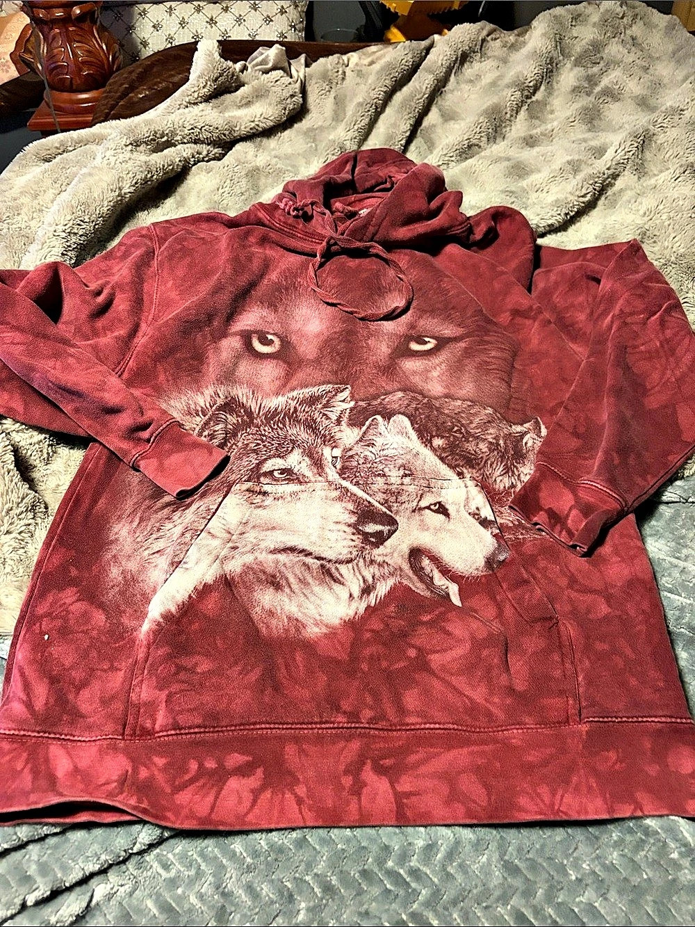 The Mountain Wolf Pack Red Tie-Dye Hoodie in Red